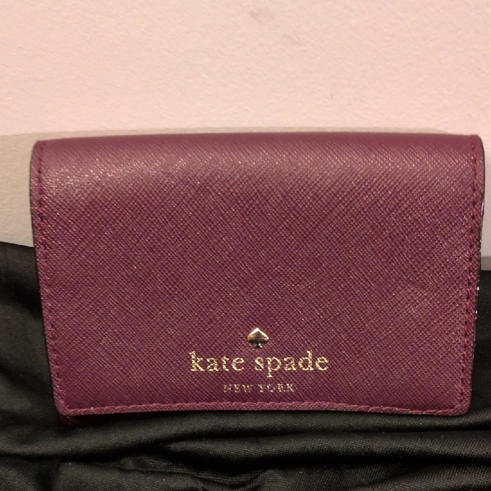 Kate Spade Plum Card Holder Only Callout In Pics. 2 Tiny Tears Eac End Of Crease